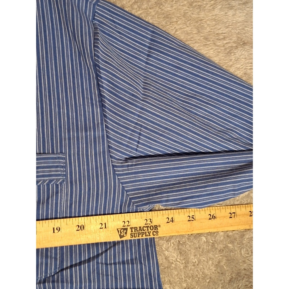Stafford Essentials Sleepwear Mens Blue Striped Pajama Top Classic Fit Medium - Picture 6 of 9